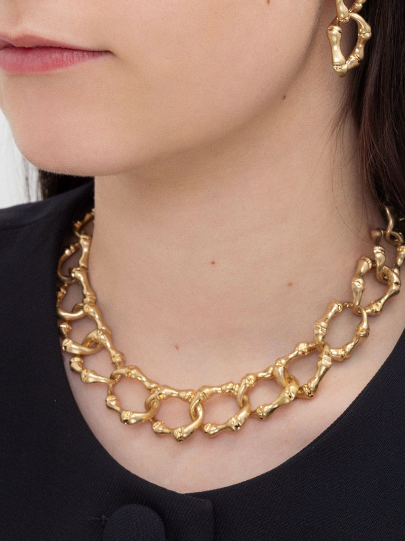 Bibi Bijoux Gold Bamboo Chain Necklace 40cm with 8cm Extender - British product