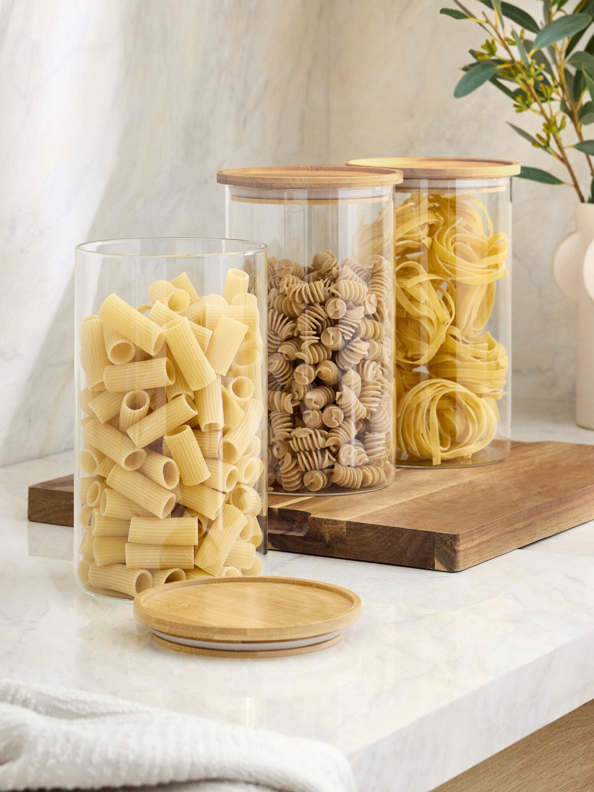 Clear glass storage jars set of 3, 21.5cm x 13cm x 13cm (British brand)