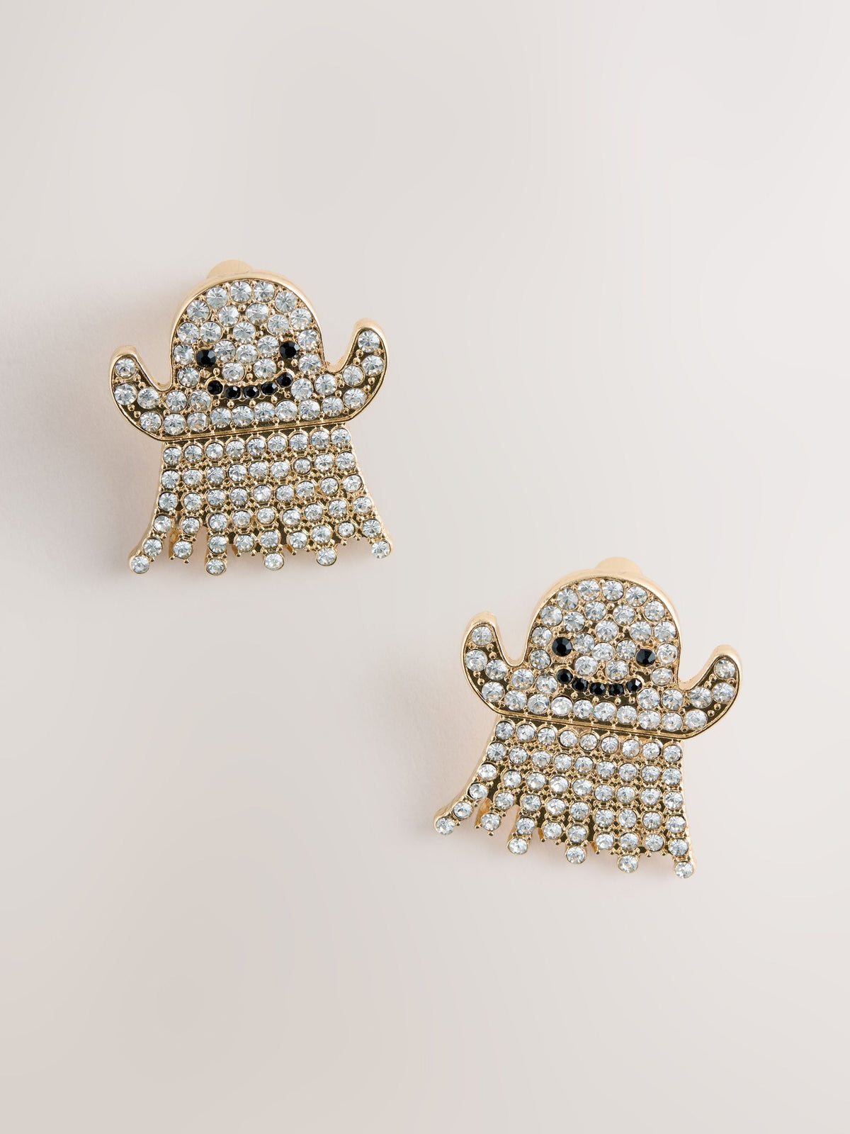 White Halloween ghost stud earrings (British brand)
