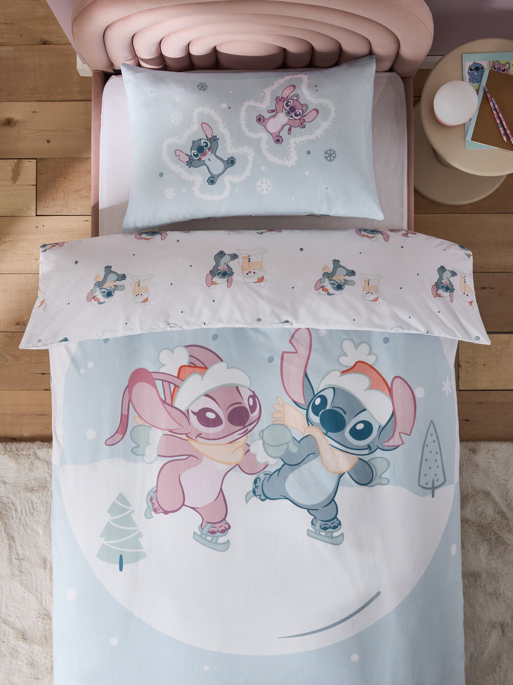 Blue Christmas Disney Lilo and Stitch duvet cover and pillowcase set - British product