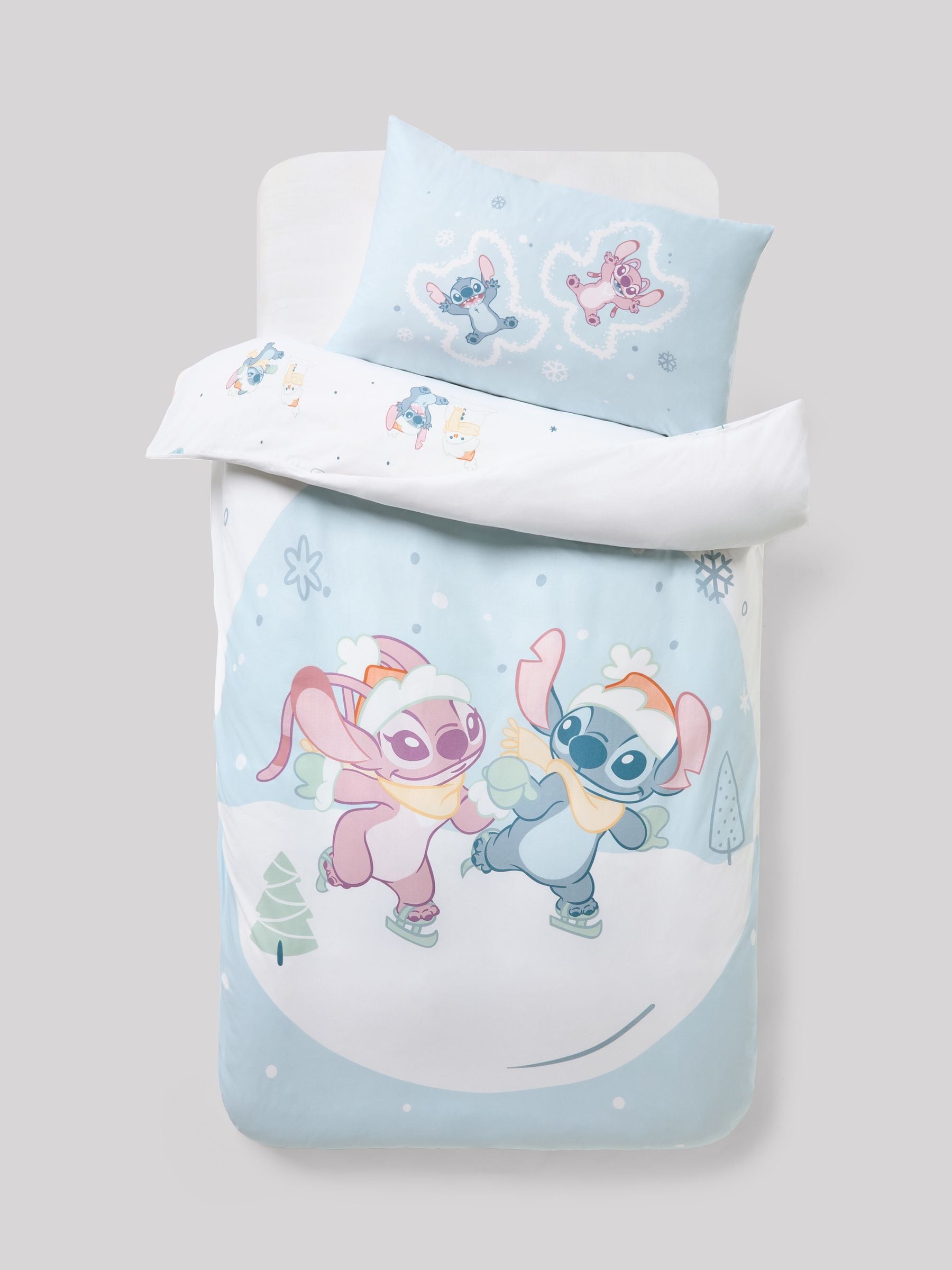 Blue Christmas Disney Lilo and Stitch duvet cover and pillowcase set - British product
