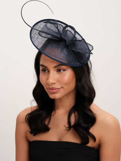 Jon Richard Blå Navy Vevd Sløyfe Fascinator Pannebånd Tilbehør 59mm x 37mm