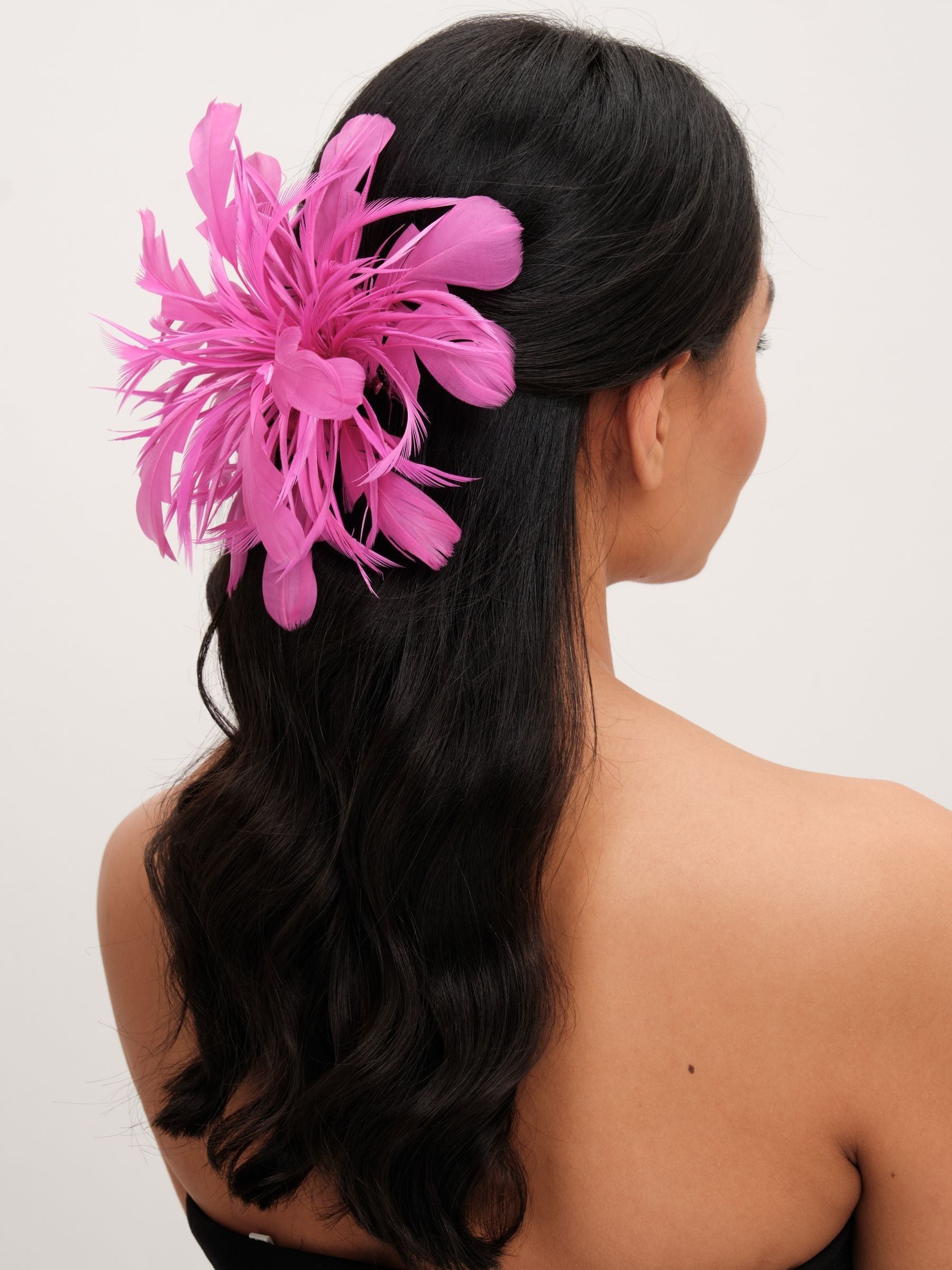 Jon Richard pink fushia floral clip fascinator 49mm x 37mm, UK version