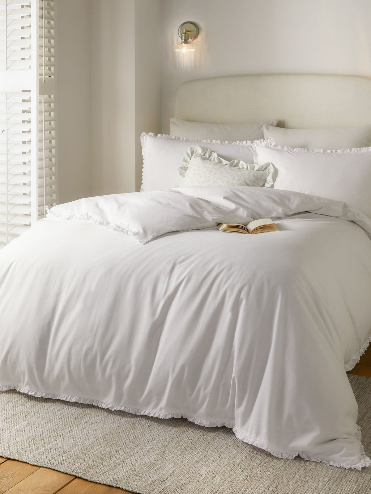100% Tumbled Cotton Duvet Cover Set with Ruffle Trim and Pillowcases