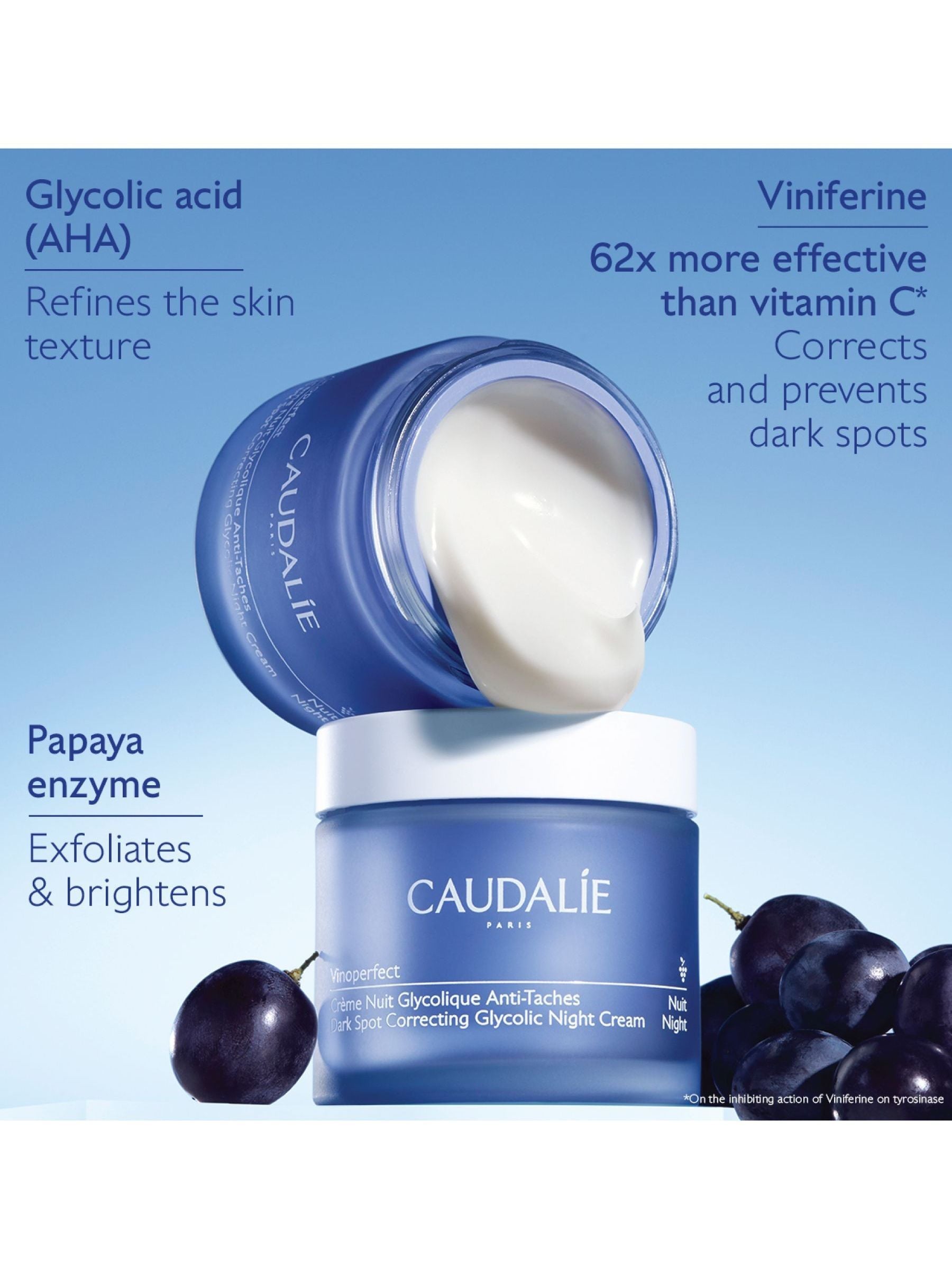 Caudalie dark spot correcting glycolic night cream refill 50ml - British product