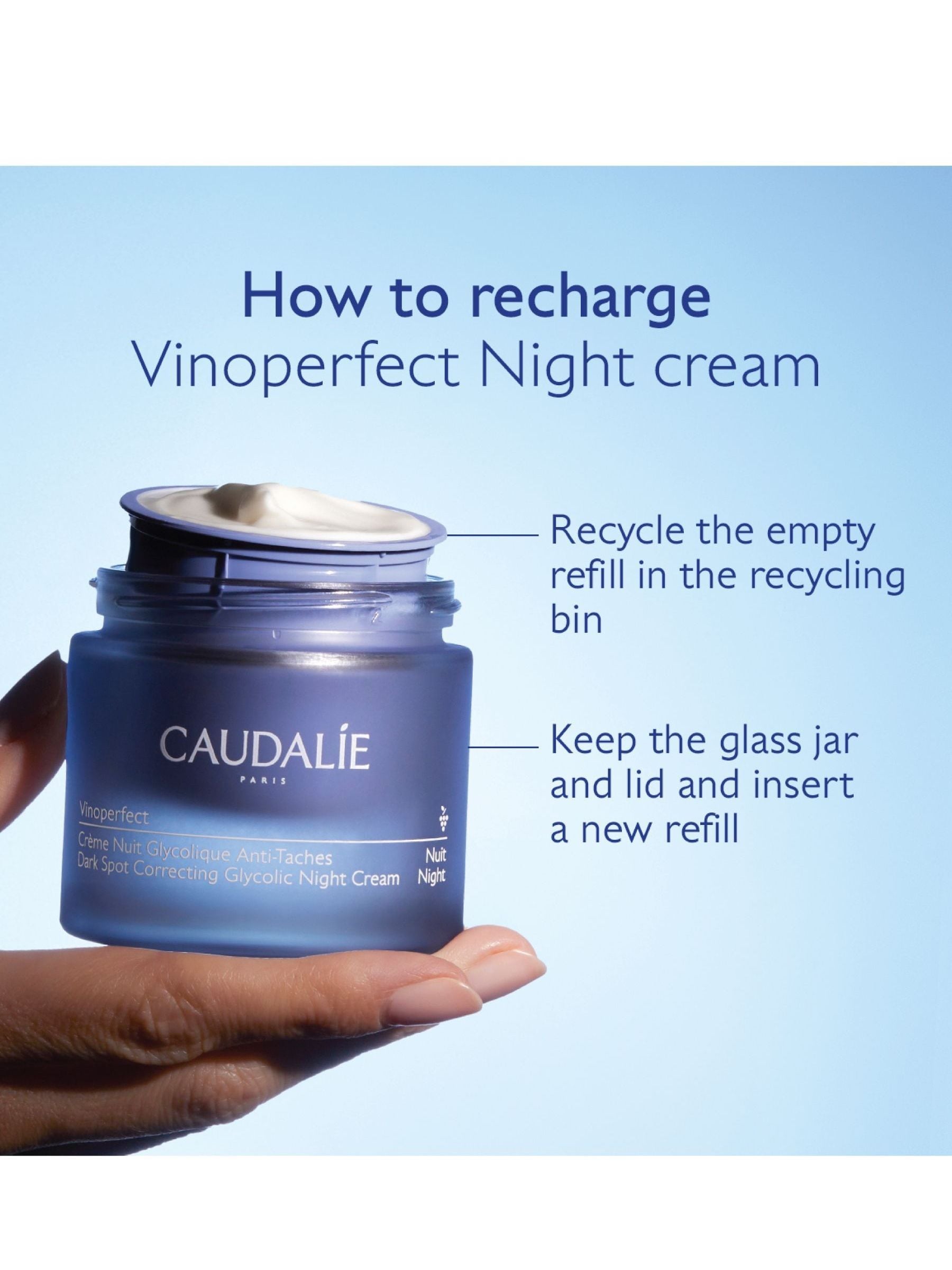 Caudalie dark spot correcting glycolic night cream refill 50ml - British product