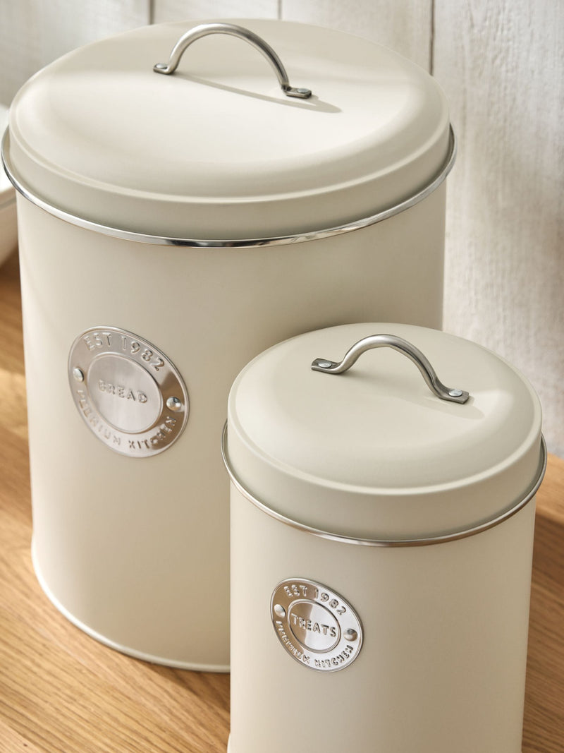 Cream Badge Set of 2 Metal Storage Jars for Tea, Coffee & Sugar - British product