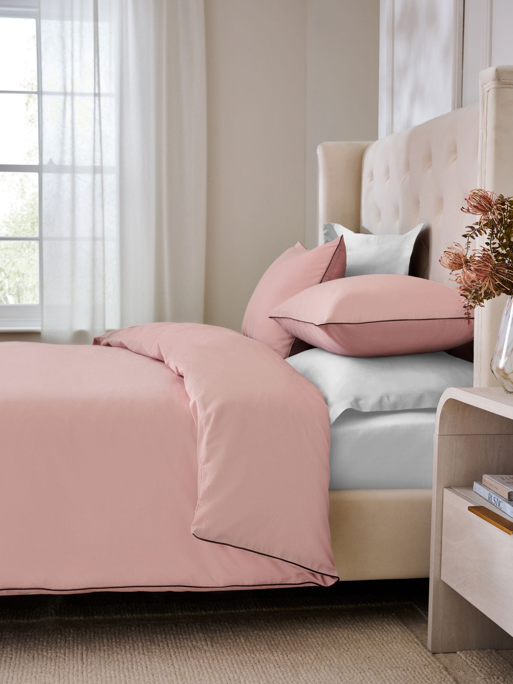 Blush pink duvet cover and pillowcase set - British product