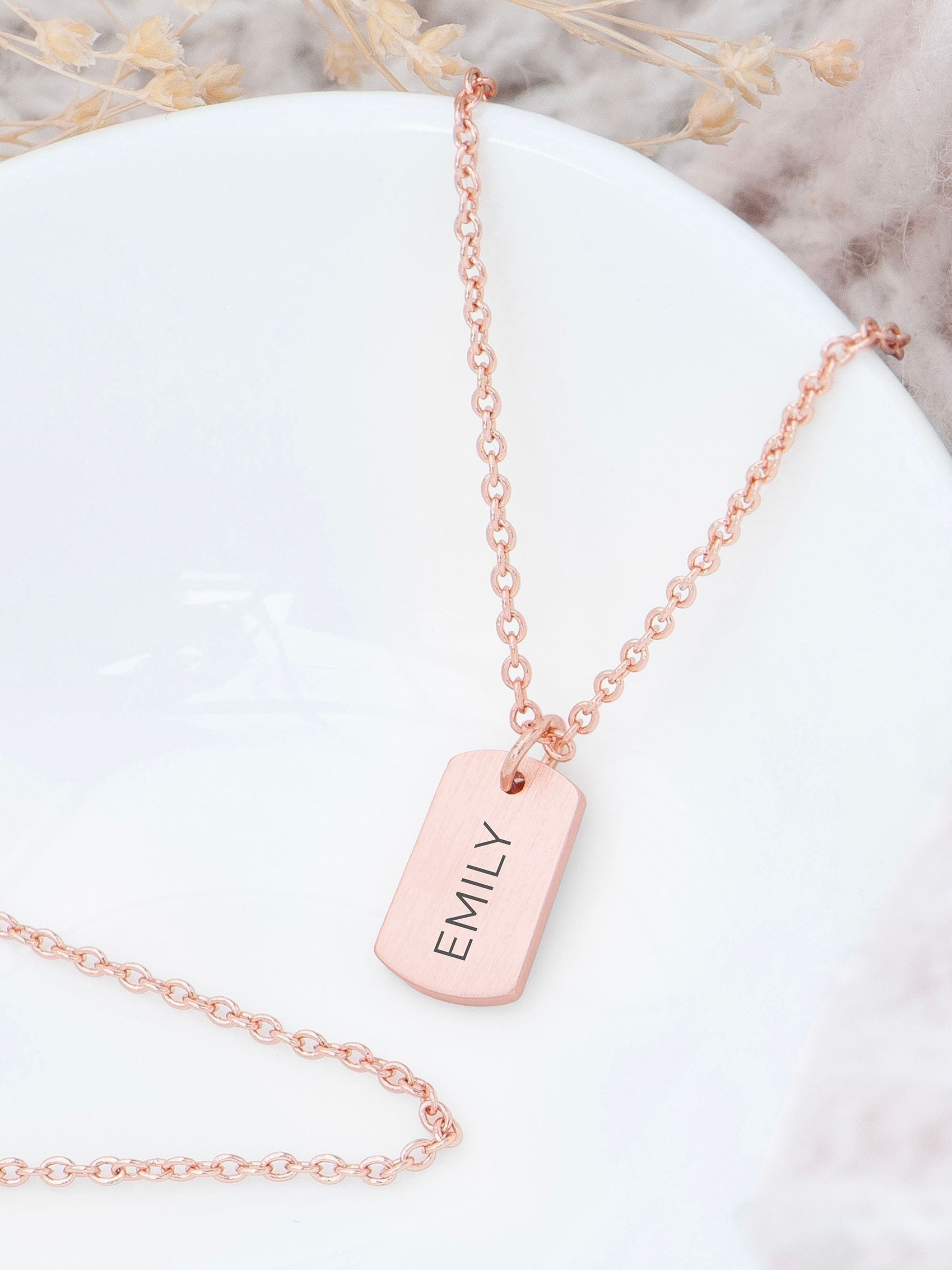 Treat Republic Rose Gold Name Tag Necklace (British brand)