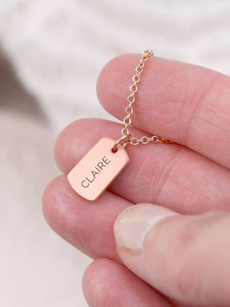 Treat Republic Rose Gold Name Tag Necklace (British brand)
