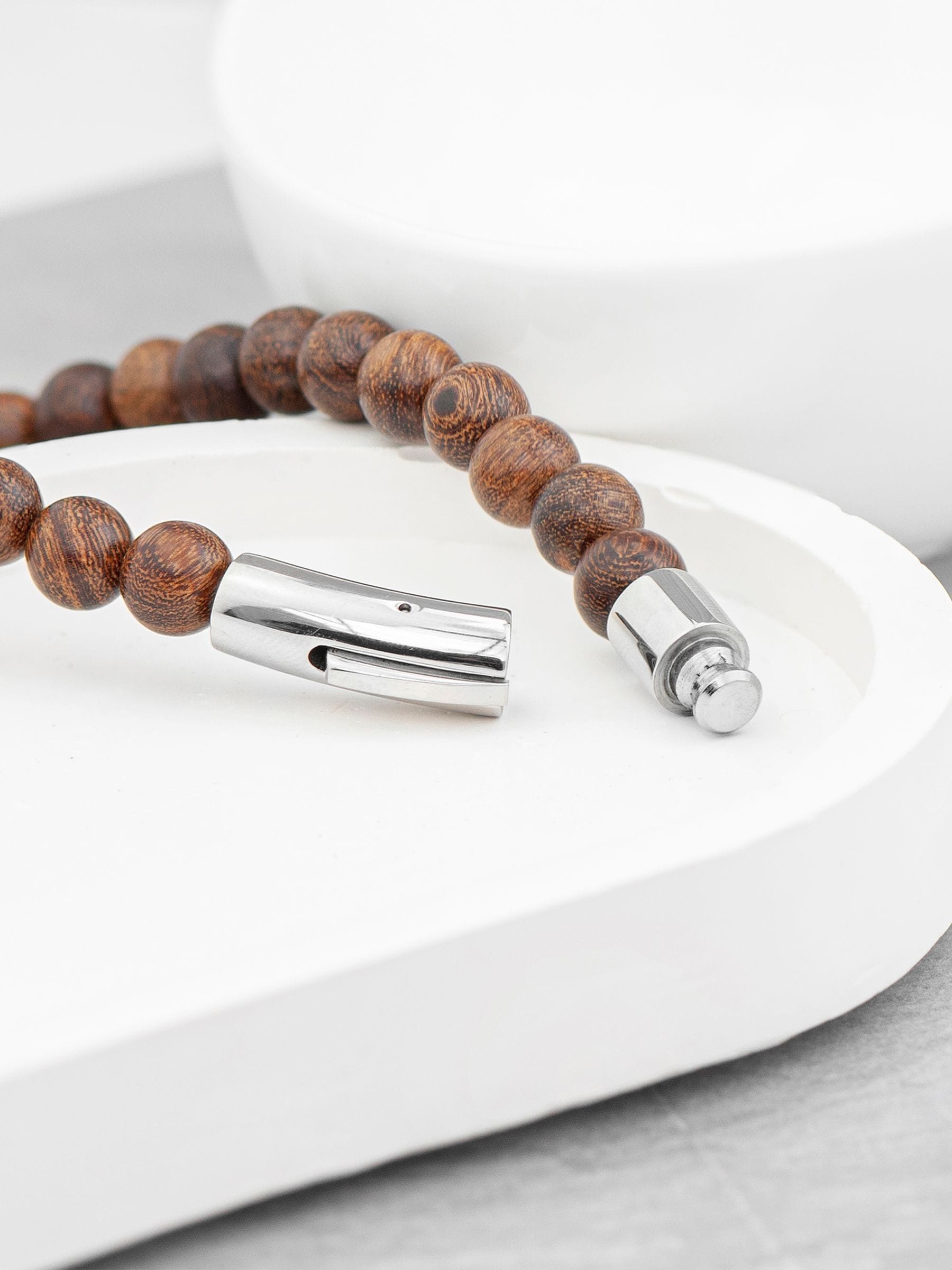 Treat Republic Mens Personalised Wooden Buddha Bracelet
