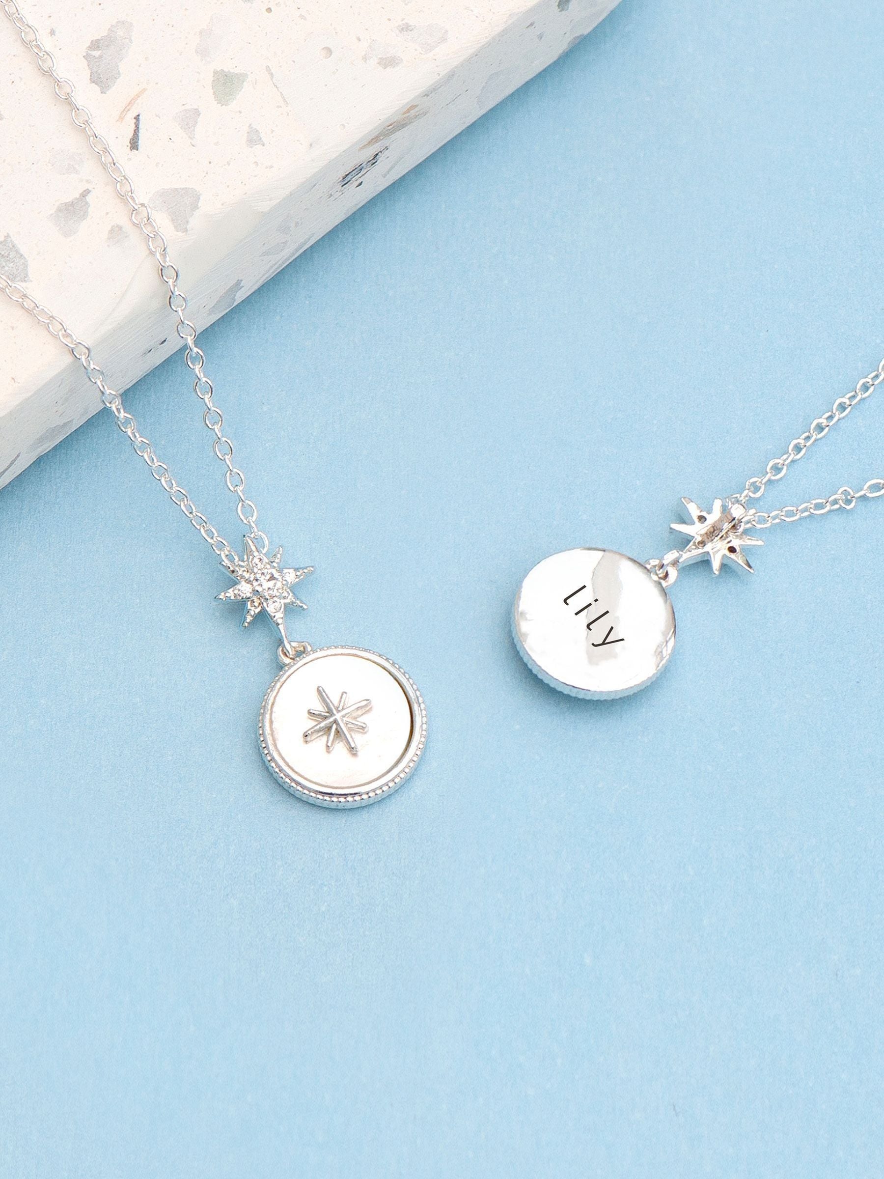 Personalised North Star Necklace in Silver or Rose Gold with Adjustable Strap