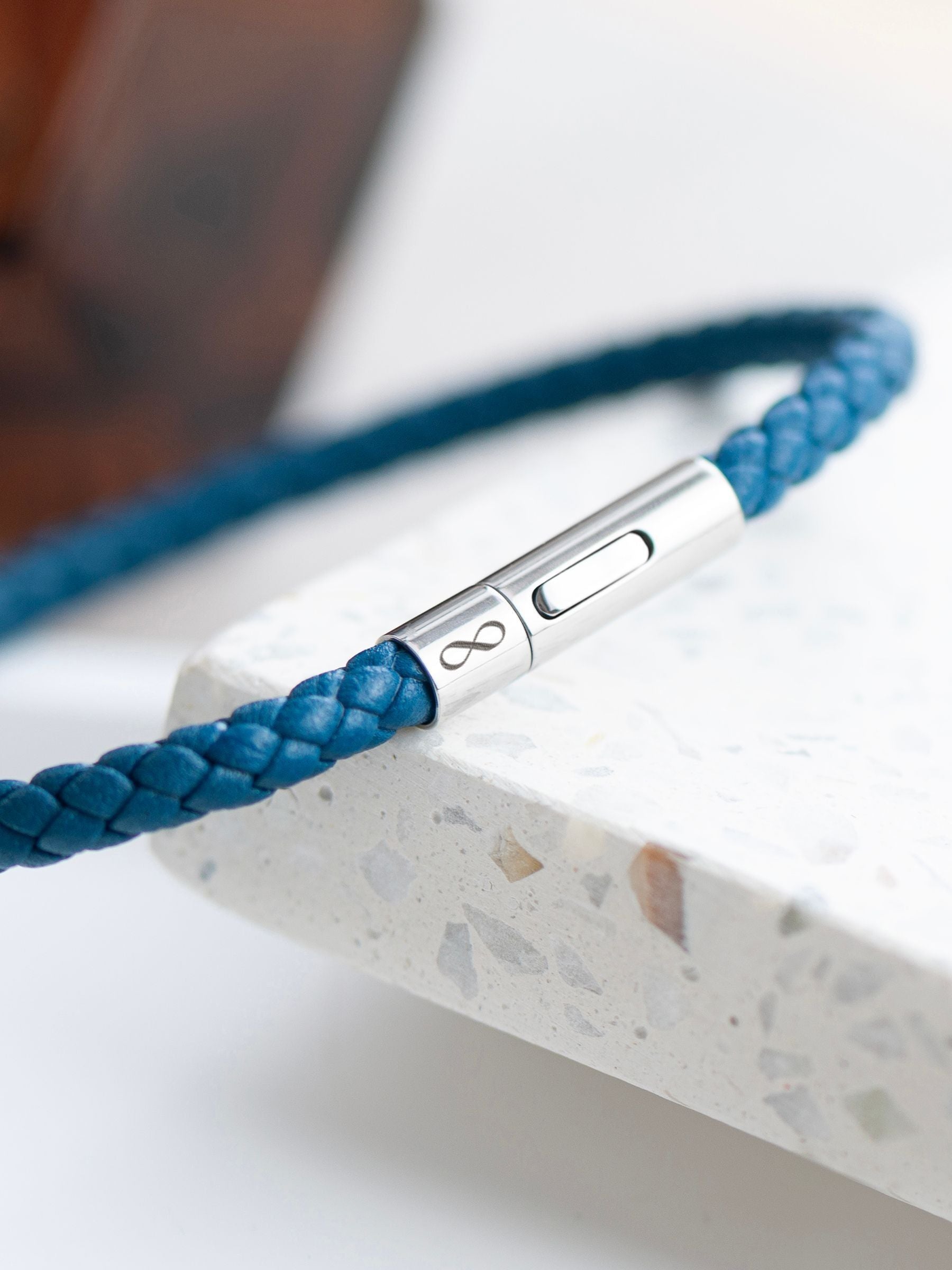 Treat Republic Mens Personalised Infinity Capsule Leather Bracelet