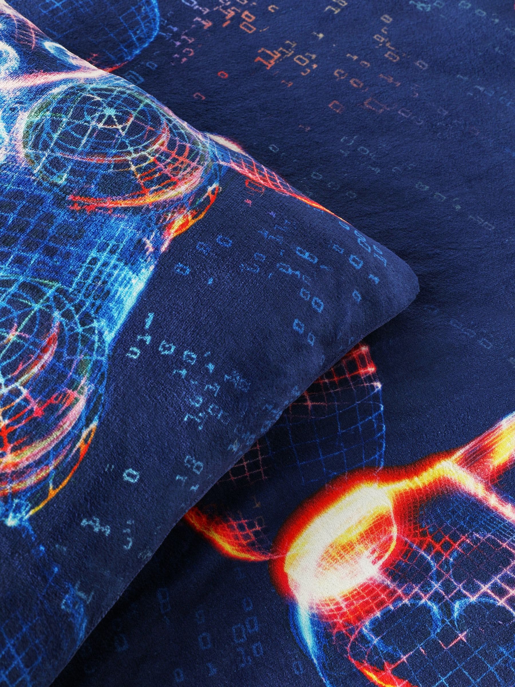 Blue Gamer Cosy Fleece Duvet Cover and Pillowcase Set