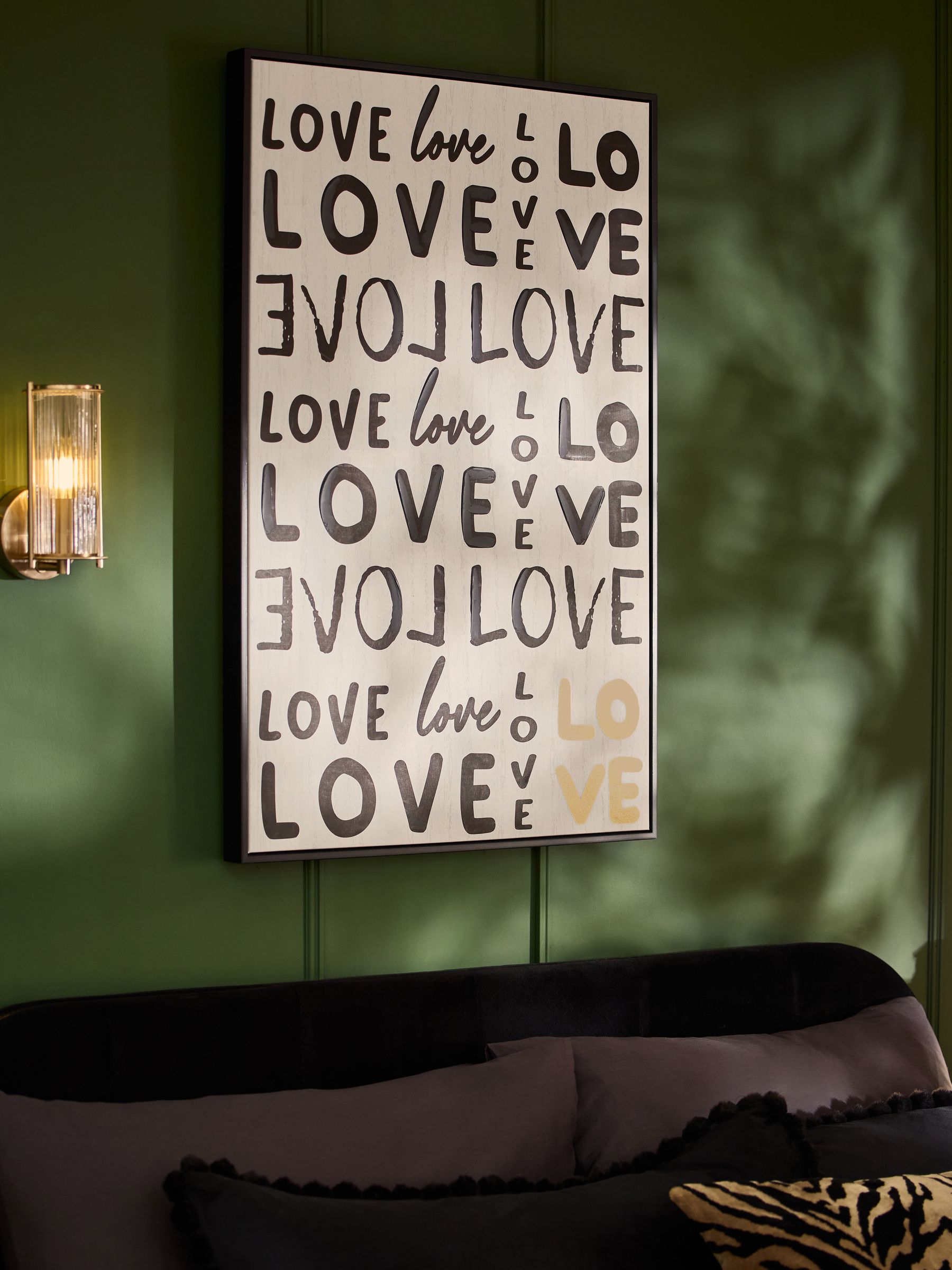 Black White Statement Love Hand Paint Detail Wall Art