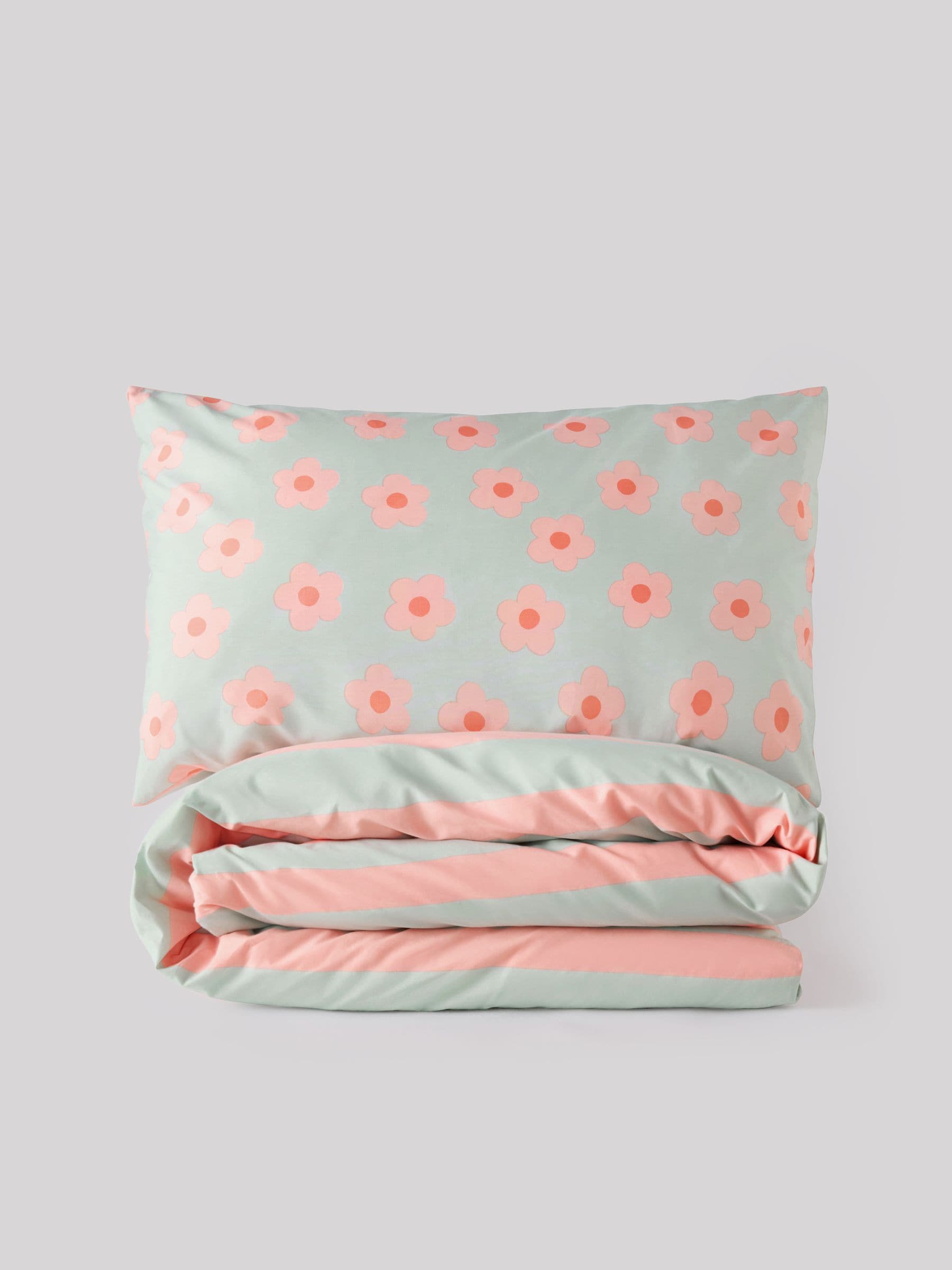 Sage Green Floral Duvet Cover and Pillowcase Set (British brand)
