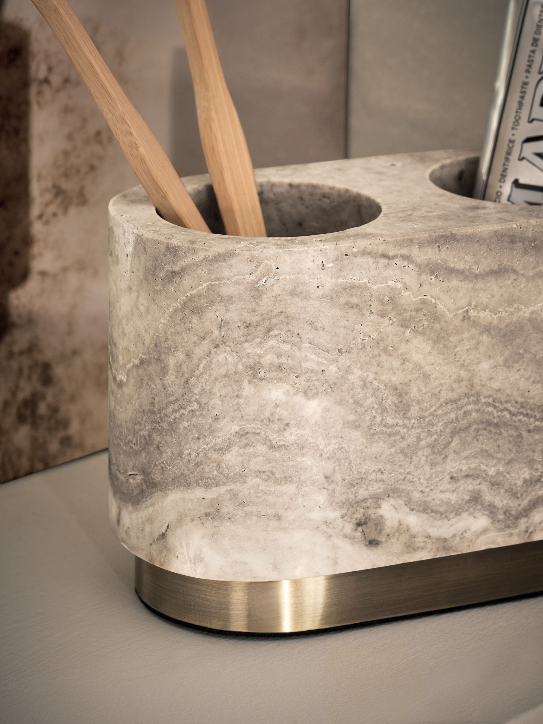 N. Premium grey marble toothbrush tidy, UK version