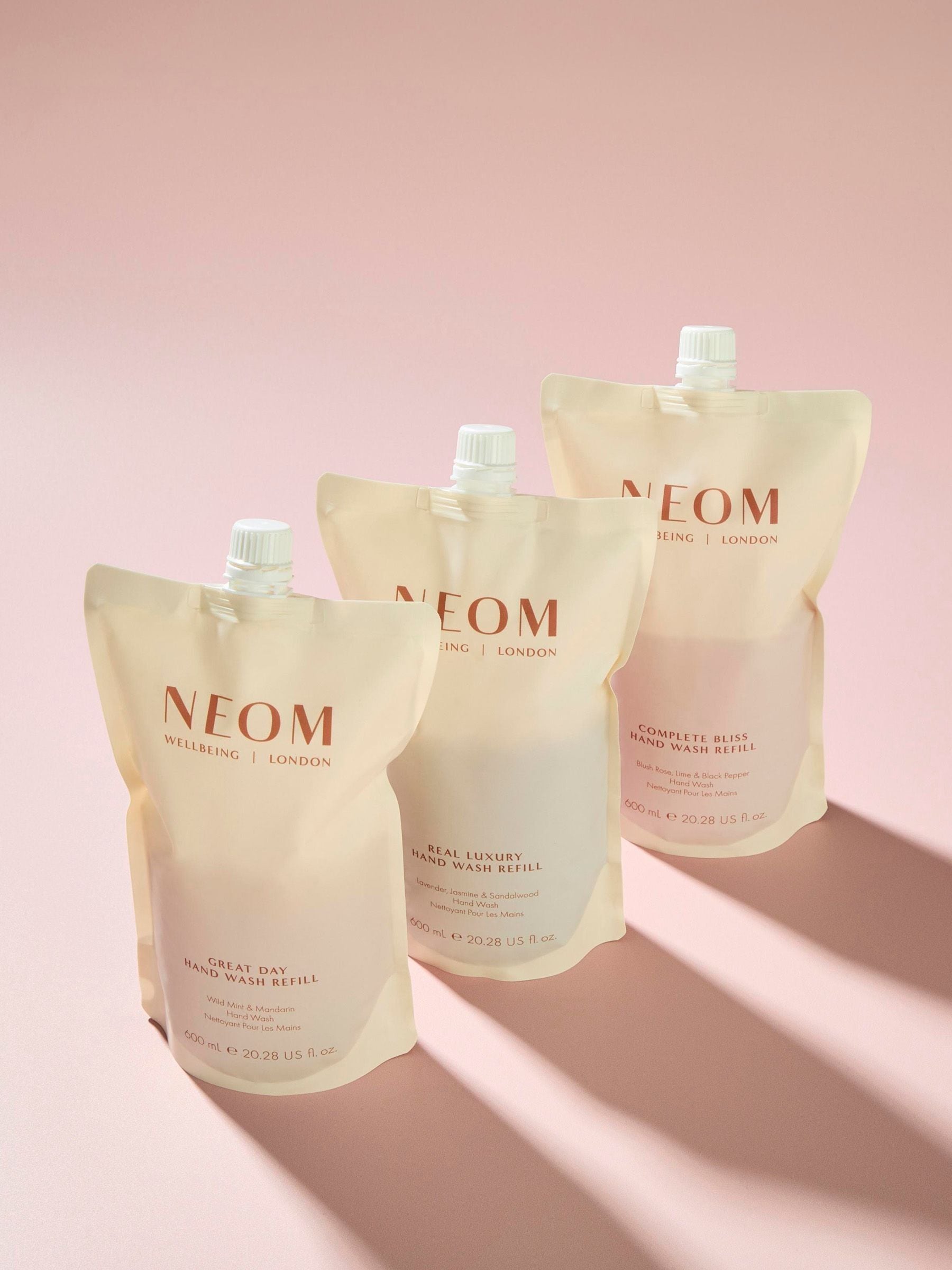 Neom hand wash refill with Lavender, Jasmine and Sandalwood scents, imported from the UK