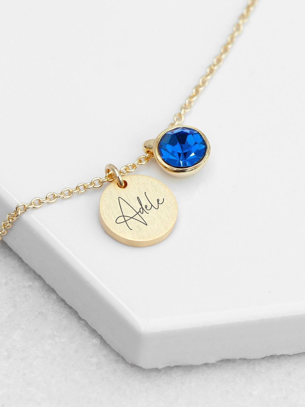 Treat Republic personalised birthstone crystal and disc necklace, imported from the UK