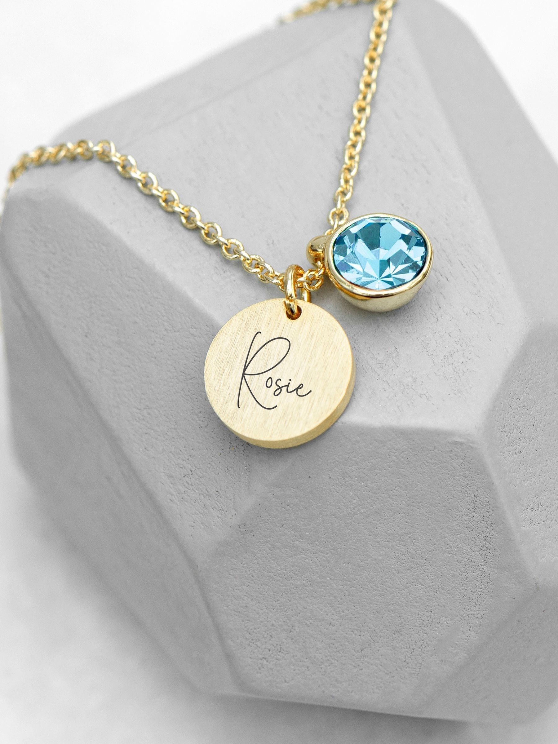 Treat Republic personalised birthstone necklace 47cm chain, imported from the UK