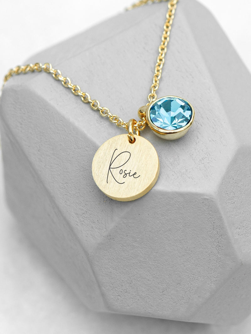 Treat Republic personalised birthstone necklace 47cm chain, imported from the UK