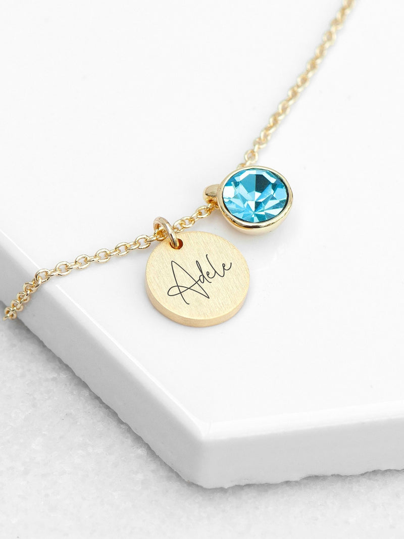 Treat Republic personalised birthstone necklace 47cm chain, imported from the UK