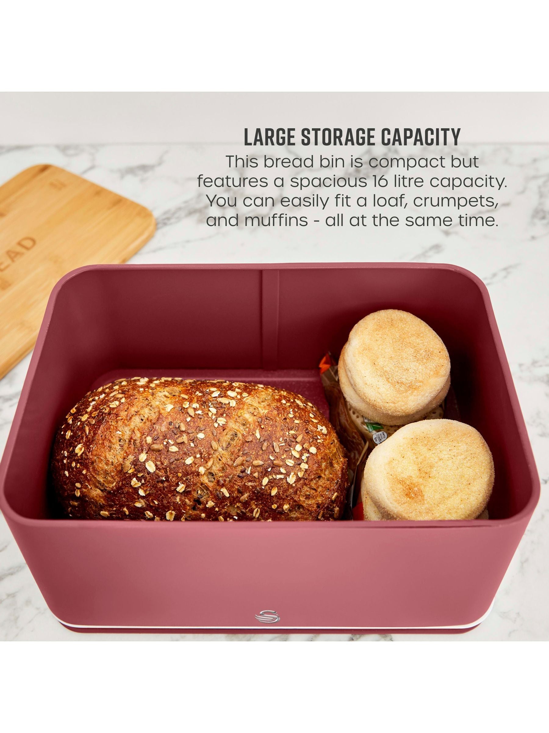 Swan Fuchsia Rose bread bin 16L (British brand)