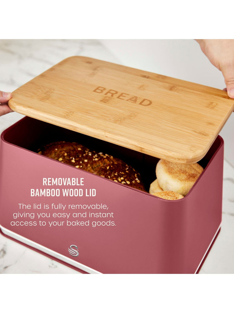 Swan Fuchsia Rose bread bin 16L (British brand)