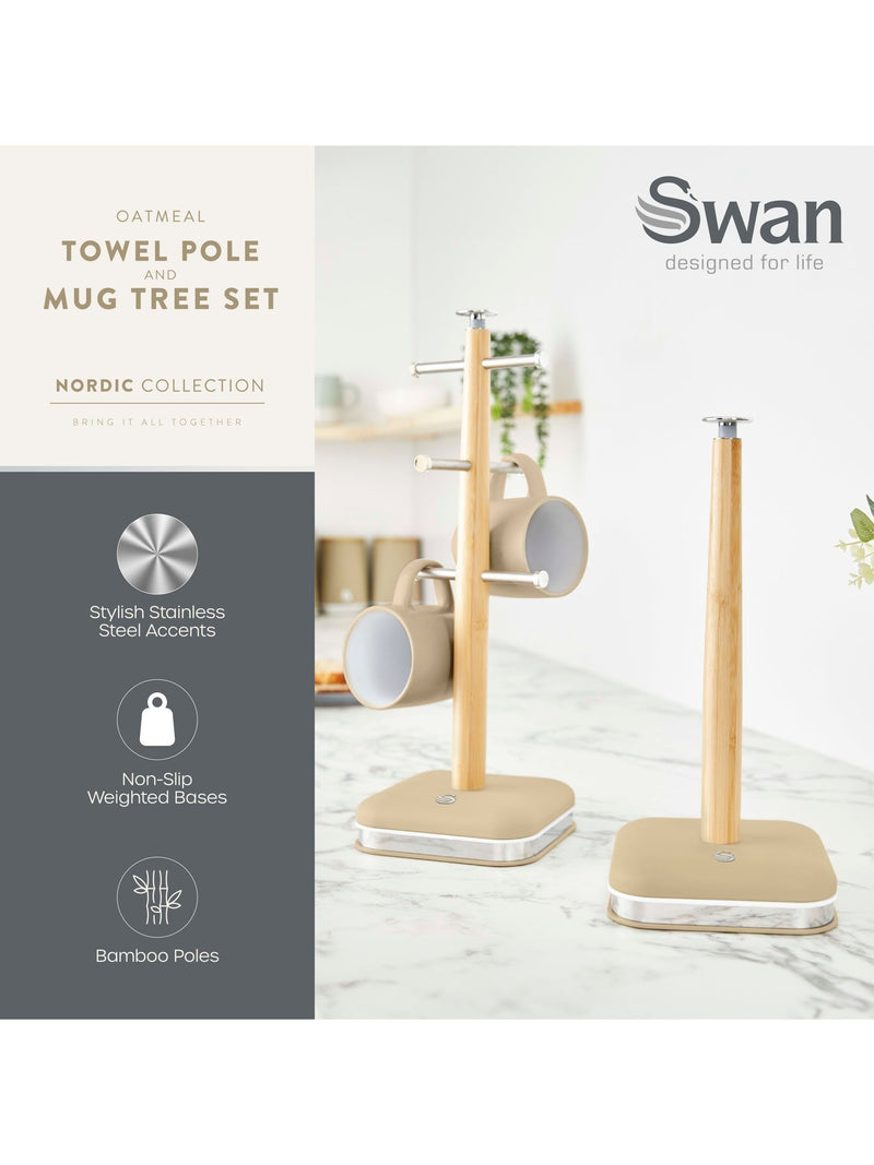 Swan Oatmeal mug tree and towel pole set (British brand)