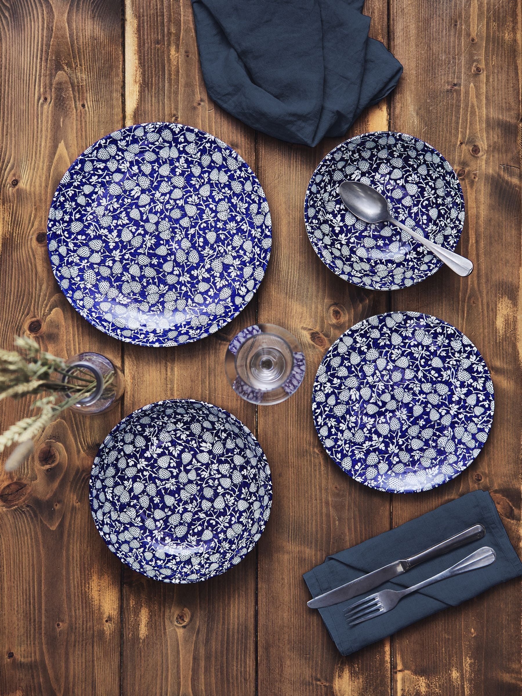 Wade Set of 4 Blue Eton Side Plates with Strawberry Design