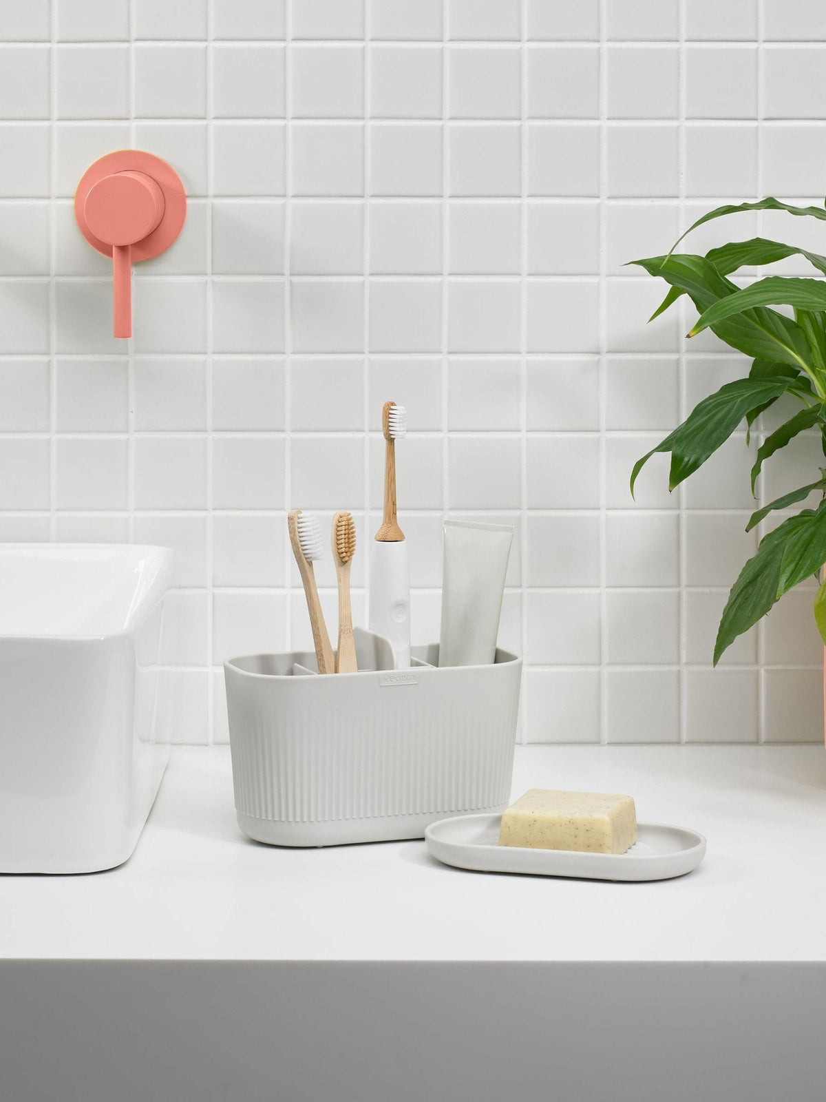 ReBorn Stone Bathroom Caddy and Soap Dish Bundle, imported from the UK