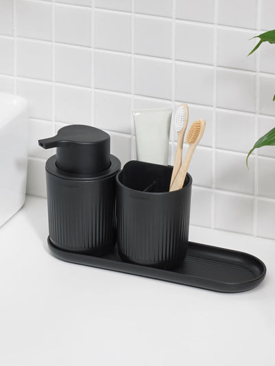 ReBorn Graphite Black Toilet Brush and Soap Dispenser Bathroom Set