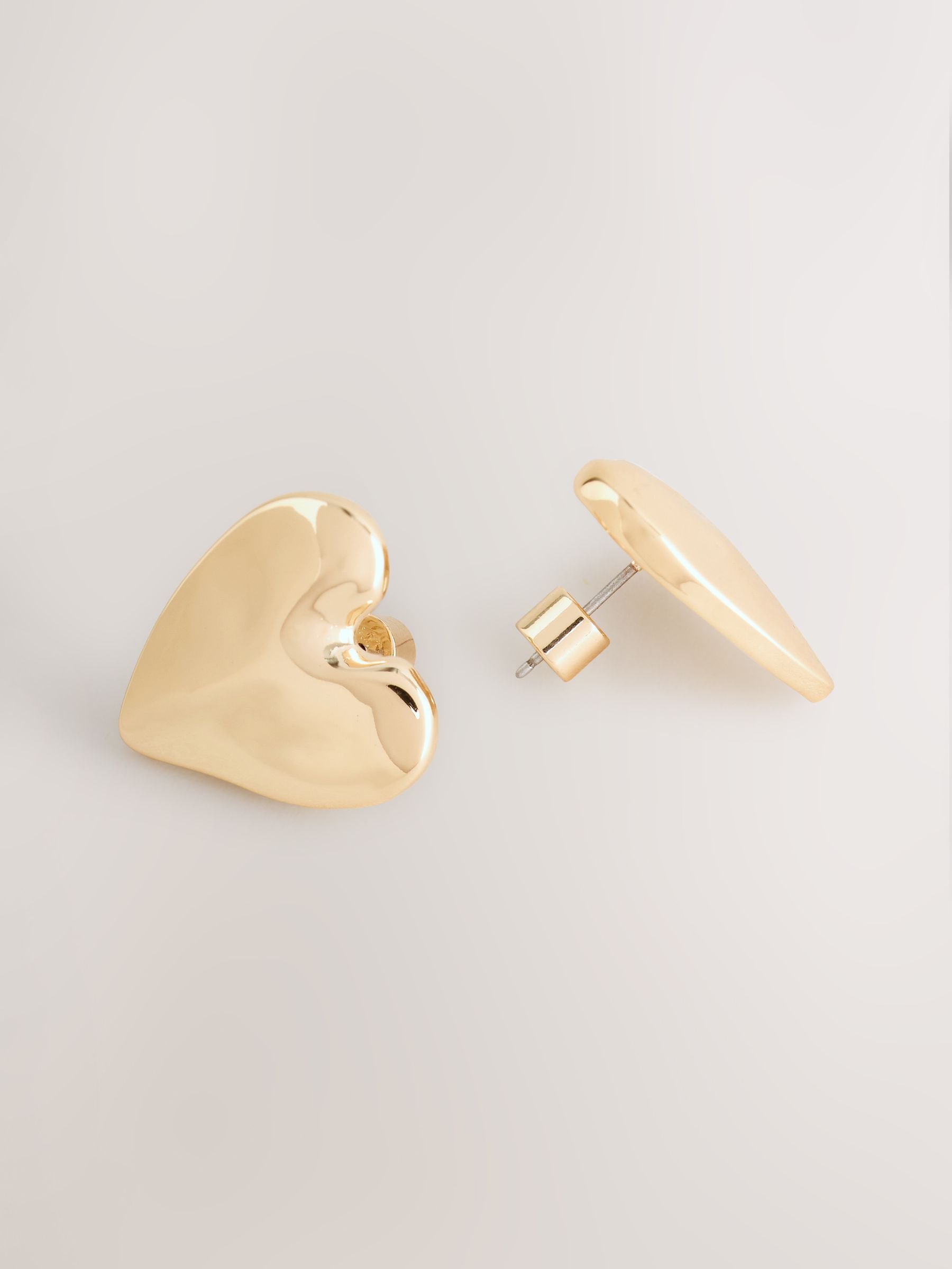 Gold Tone Heart Stud Earrings