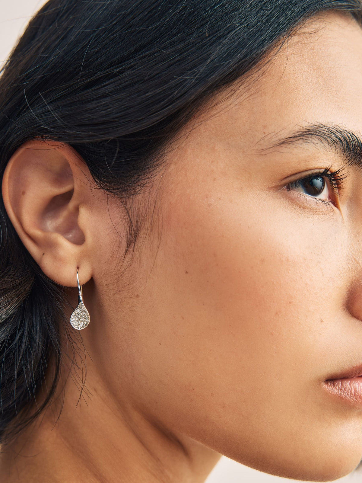 Silver tone sparkle petal drop earrings (British brand)