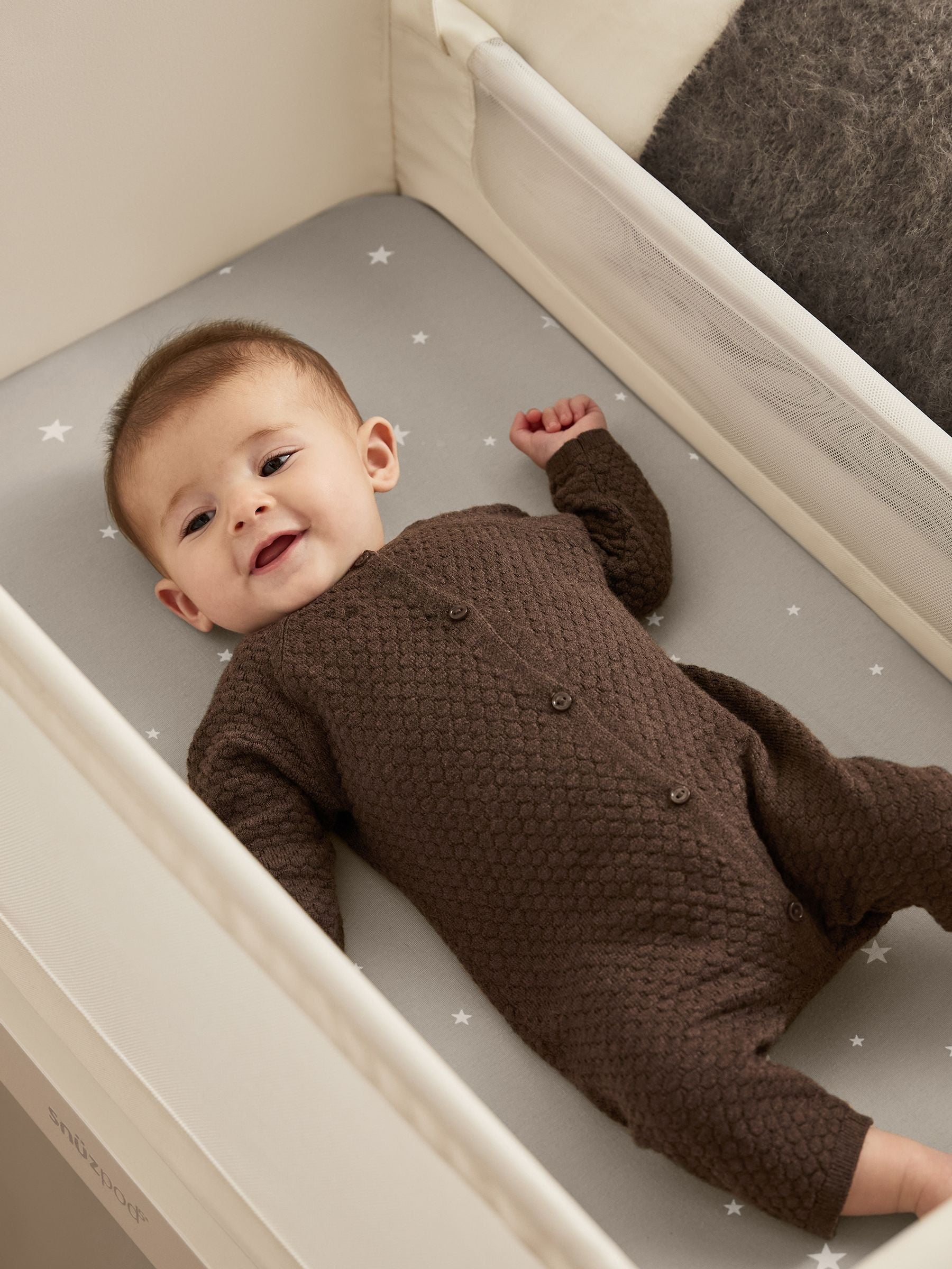 Snuz Grey Star crib sheets 2 pack (British brand)