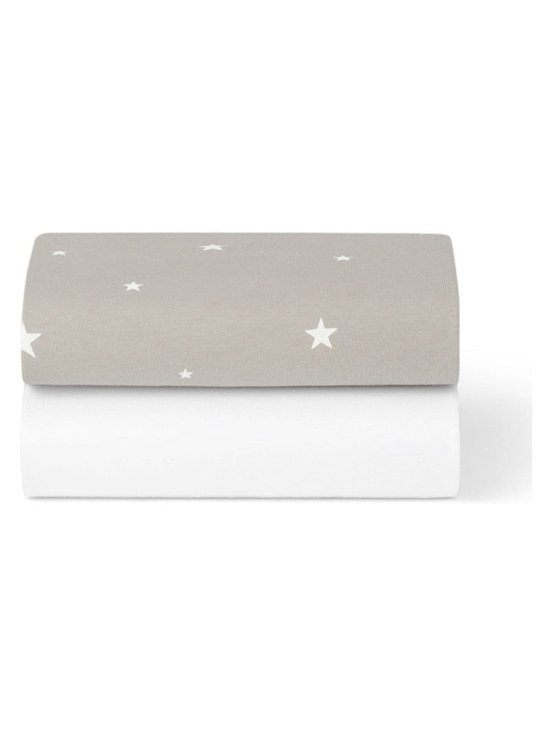 Snuz Grey Star crib sheets 2 pack (British brand)