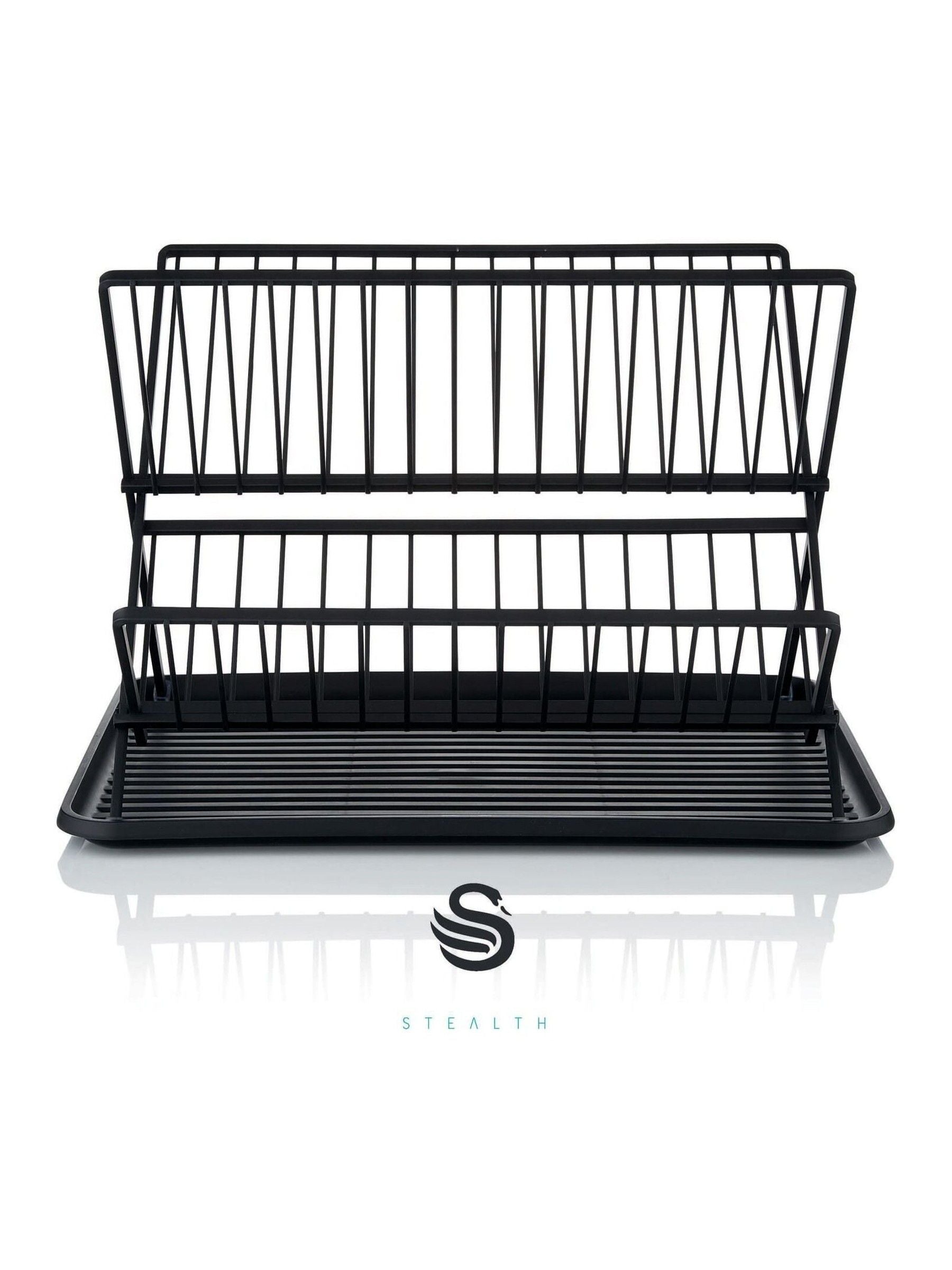 Swan Black Collapsible Dish Rack with Removable Drip Tray (British brand)