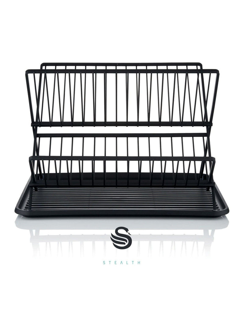 Swan Black Collapsible Dish Rack with Removable Drip Tray (British brand)