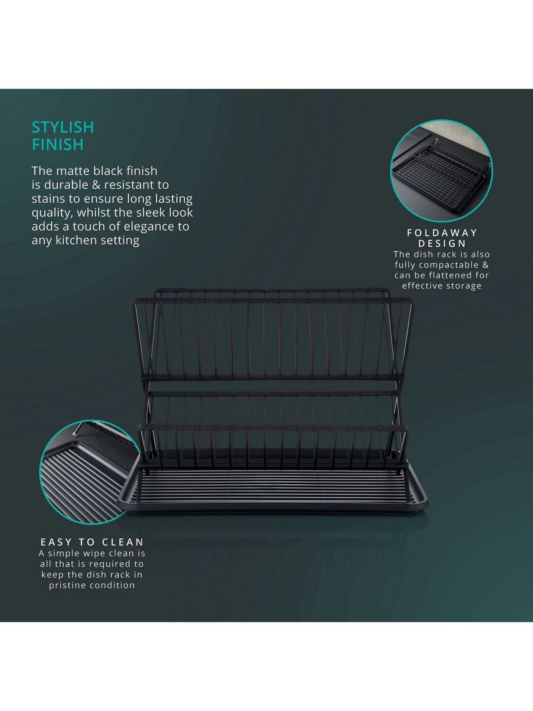 Swan Black Collapsible Dish Rack with Removable Drip Tray (British brand)