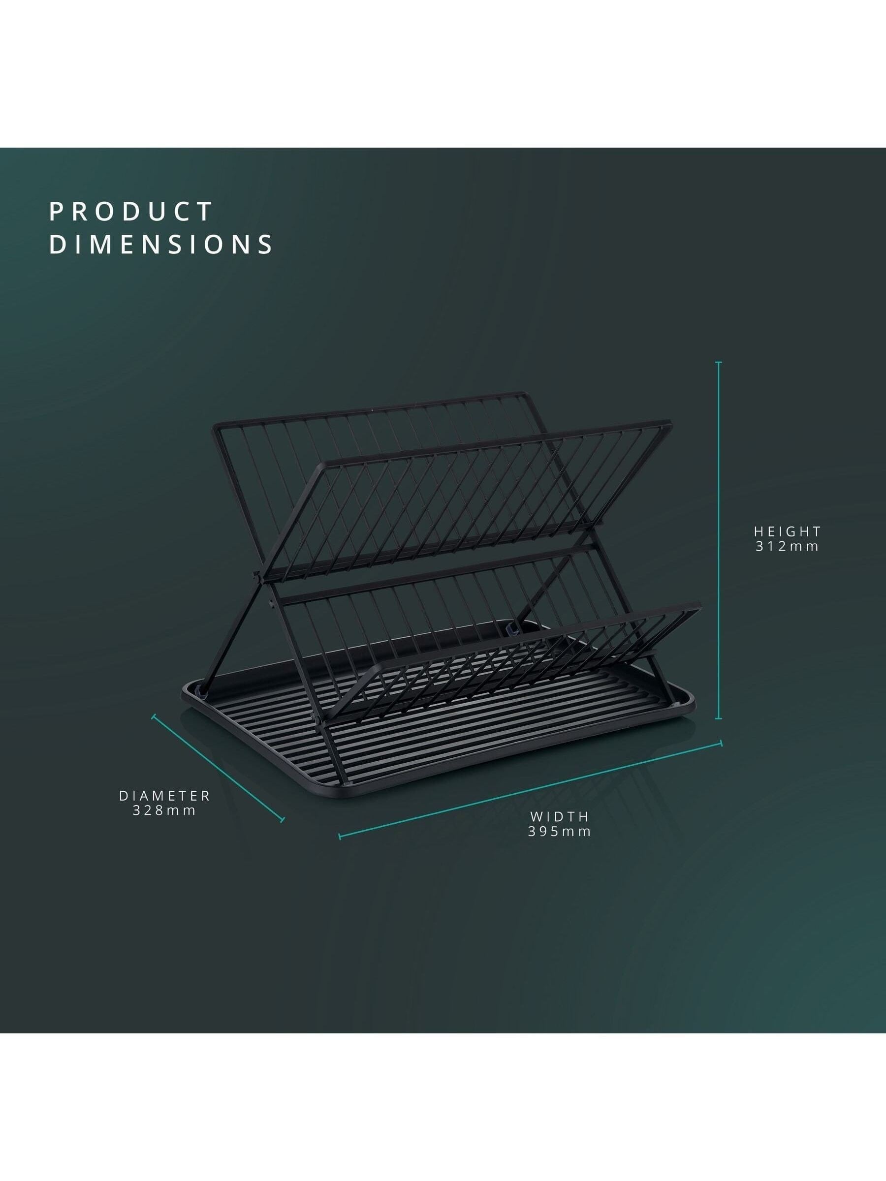 Swan Black Collapsible Dish Rack with Removable Drip Tray (British brand)