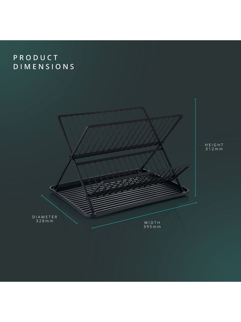 Swan Black Collapsible Dish Rack with Removable Drip Tray (British brand)