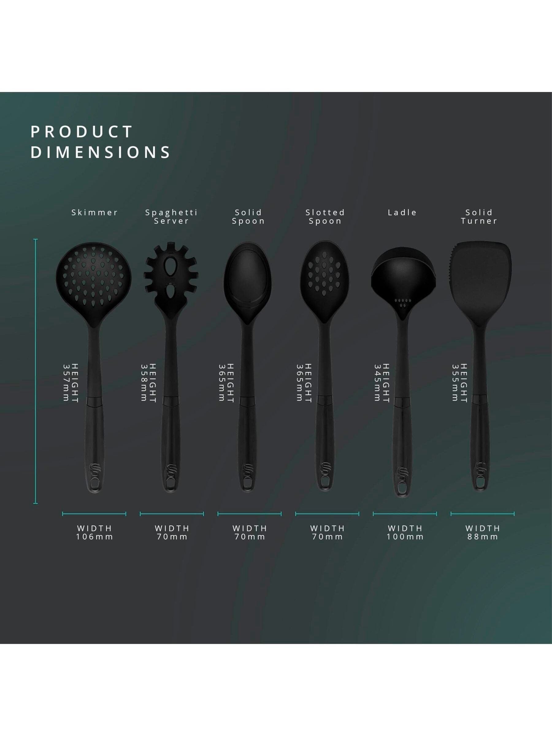 Swan 6 piece black stealth kitchen utensil set (British brand)