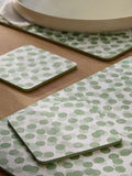 Sage green spot cork back placemats and coasters set of 4 (British brand)
