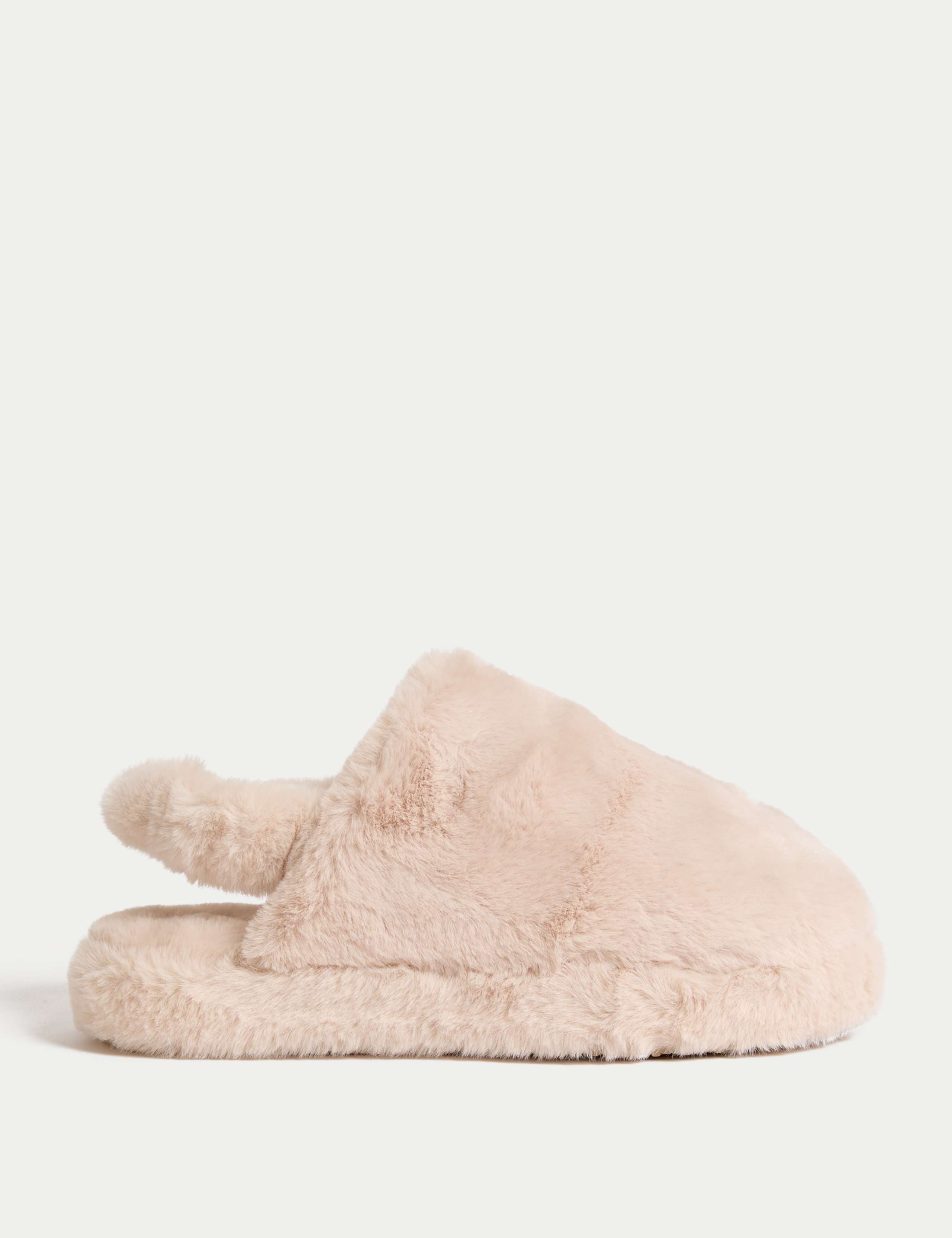 M&S Collection faux fur mule slippers - British product