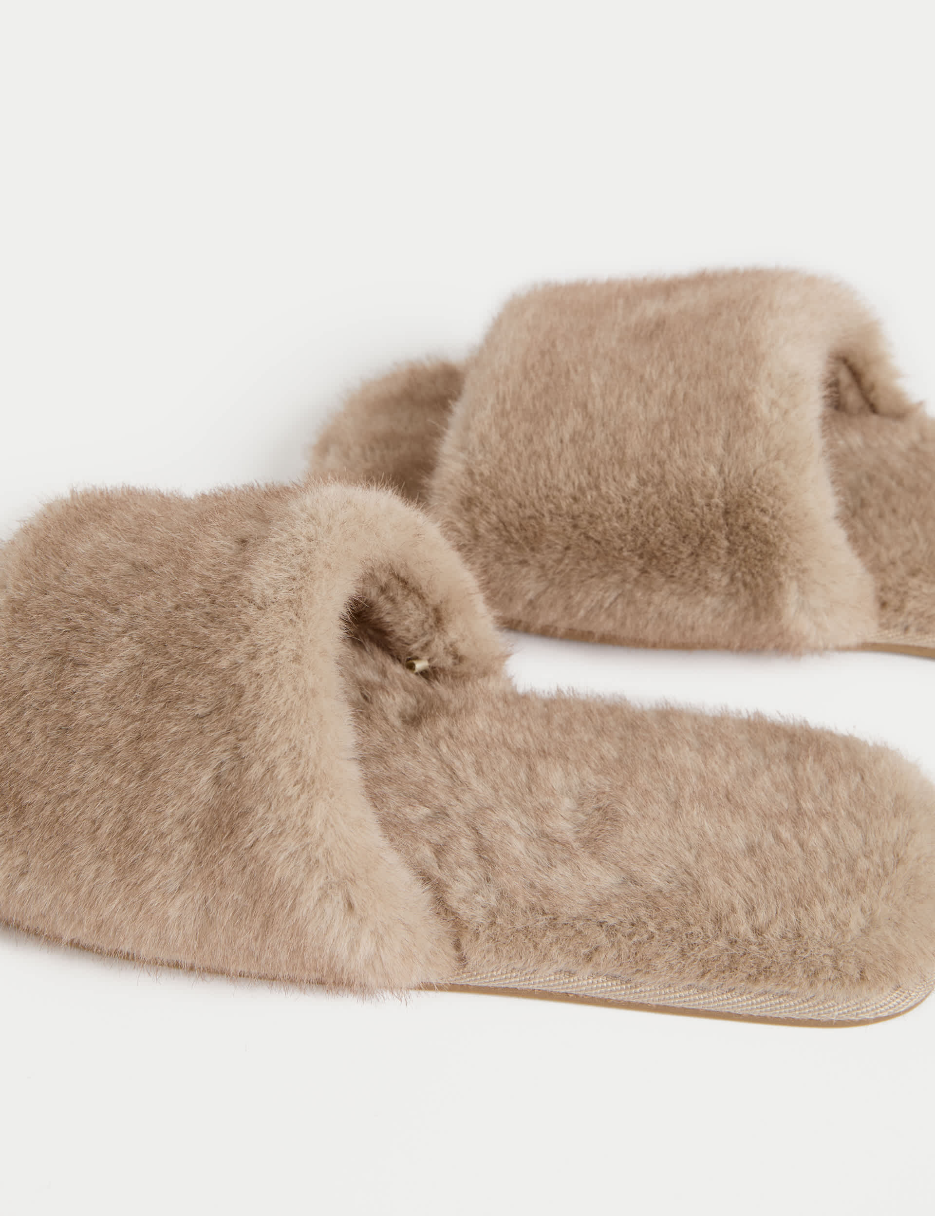 M&S faux fur open toe slippers - British product