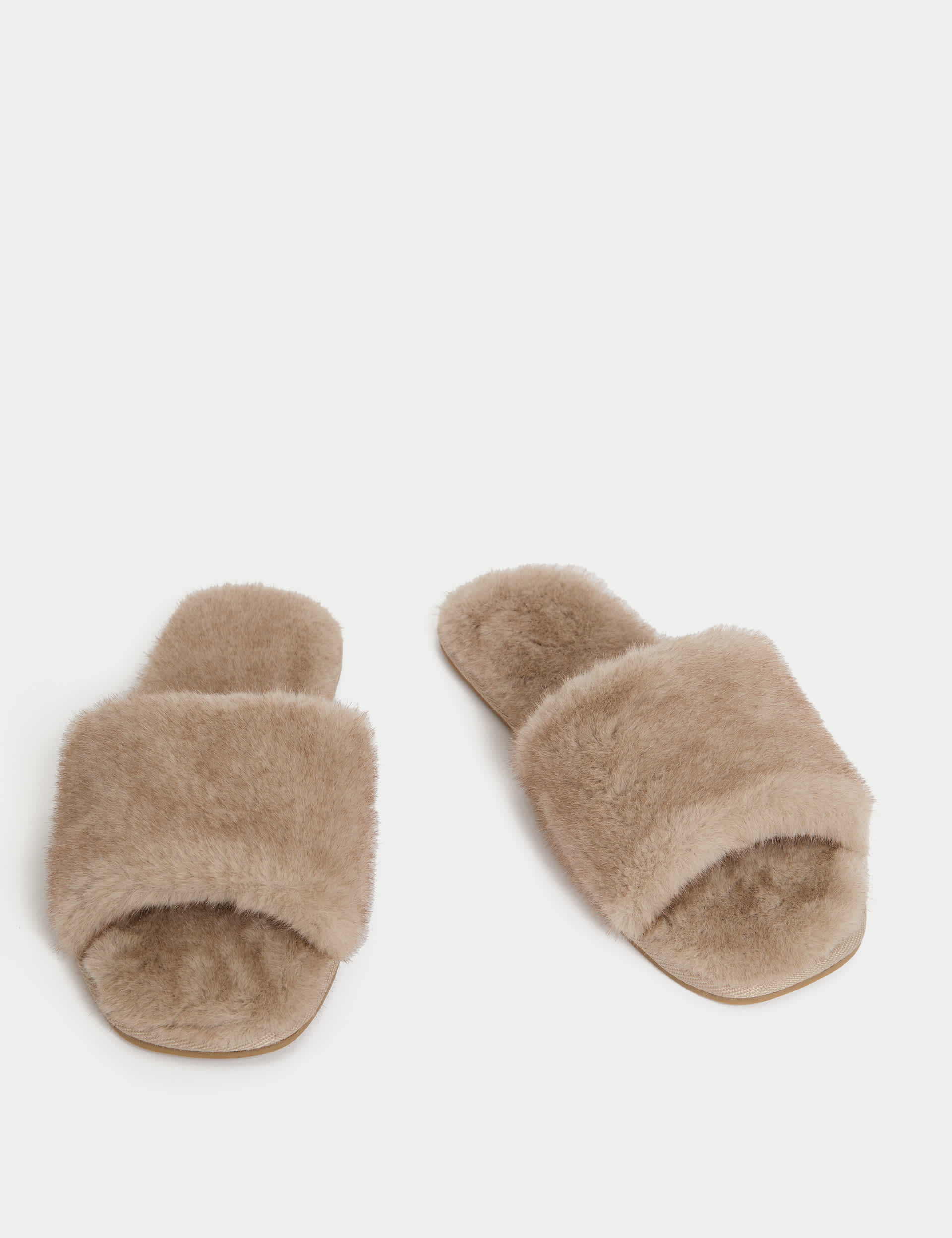 M&S faux fur open toe slippers - British product