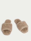 M&S faux fur open toe slippers - British product