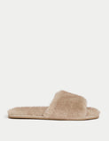 M&S faux fur open toe slippers - British product