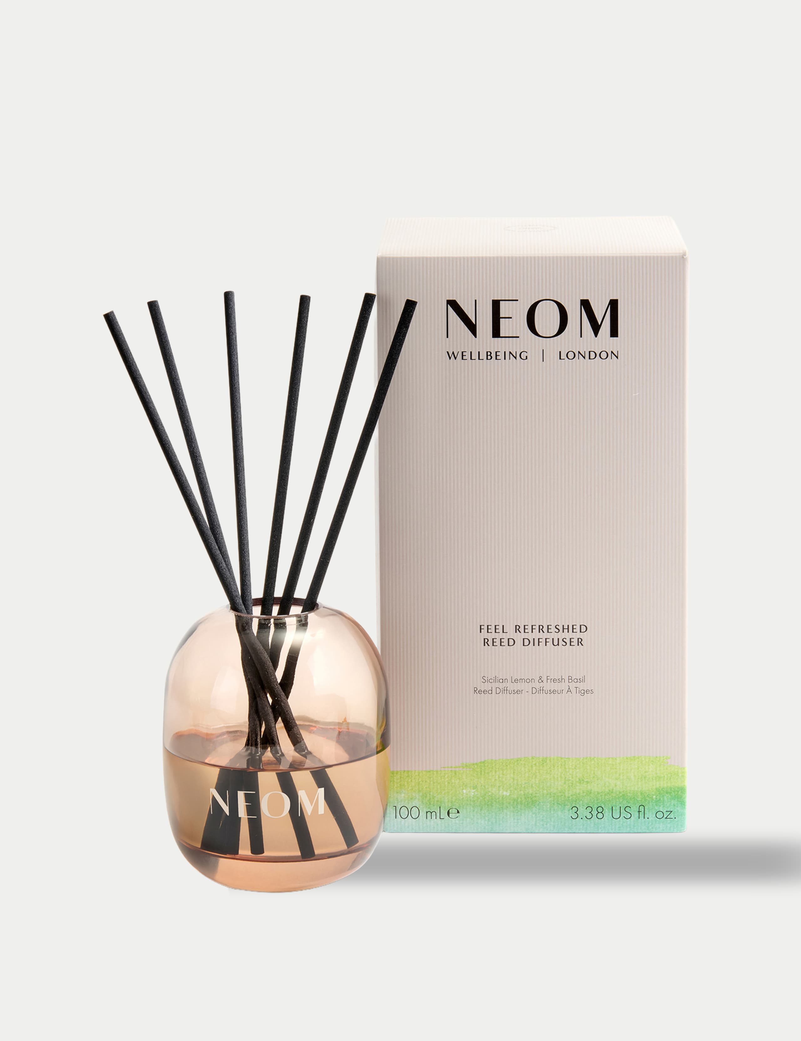 NEOM Feel Refreshed Reed Diffuser with Sicilian lemon and basil 100ml - British product