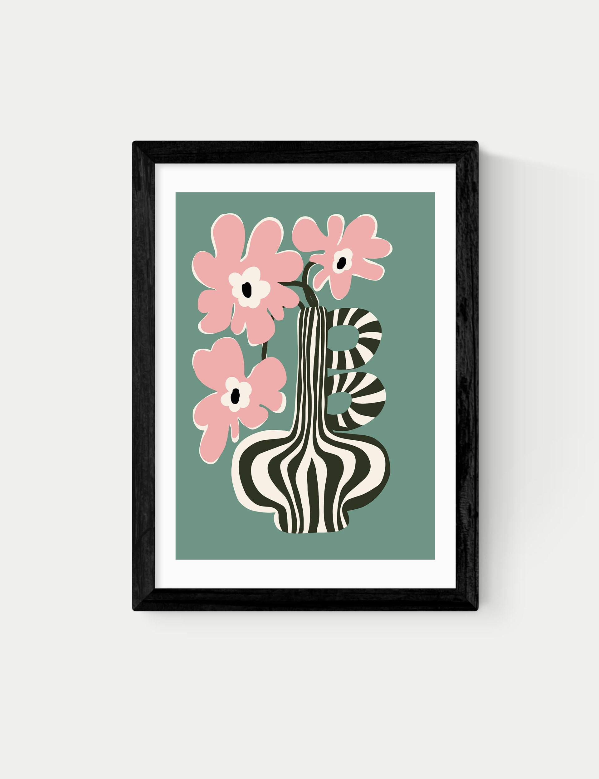 East End Prints floral stripe framed art - British product